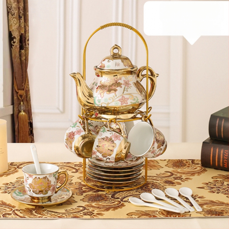 Комплект за чай от 20 части в европейски стил, керамична чаша за кафе, ароматизиран чай, комплект за следобеден чай в английски стил, винтидж сватбен подарък, чаша за вода