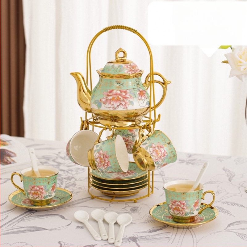 Комплект за чай от 20 части в европейски стил, керамична чаша за кафе, ароматизиран чай, комплект за следобеден чай в английски стил, винтидж сватбен подарък, чаша за вода