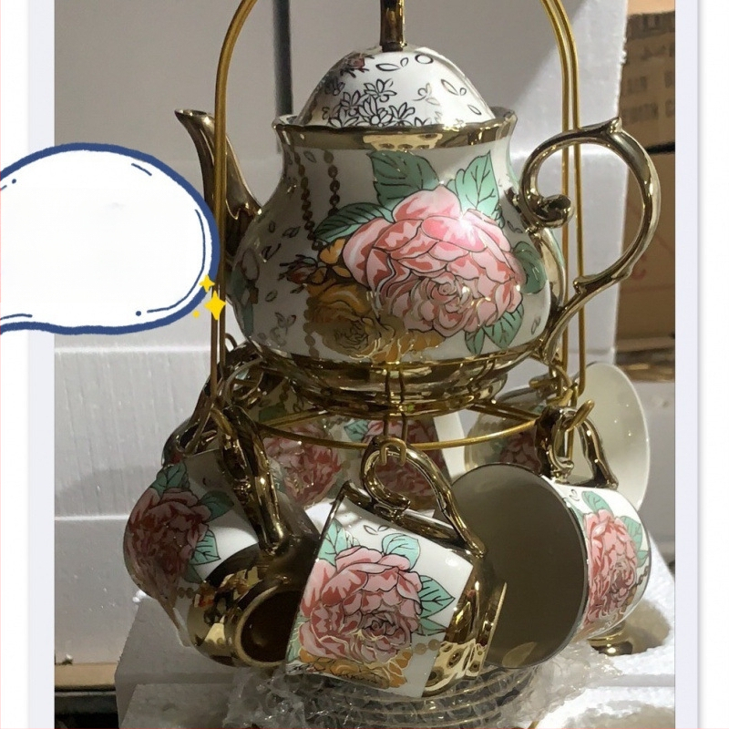 Комплект за чай от 20 части в европейски стил, керамична чаша за кафе, ароматизиран чай, комплект за следобеден чай в английски стил, винтидж сватбен подарък, чаша за вода