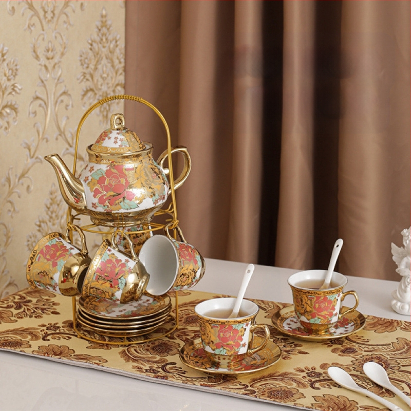 Комплект за чай от 20 части в европейски стил, керамична чаша за кафе, ароматизиран чай, комплект за следобеден чай в английски стил, винтидж сватбен подарък, чаша за вода