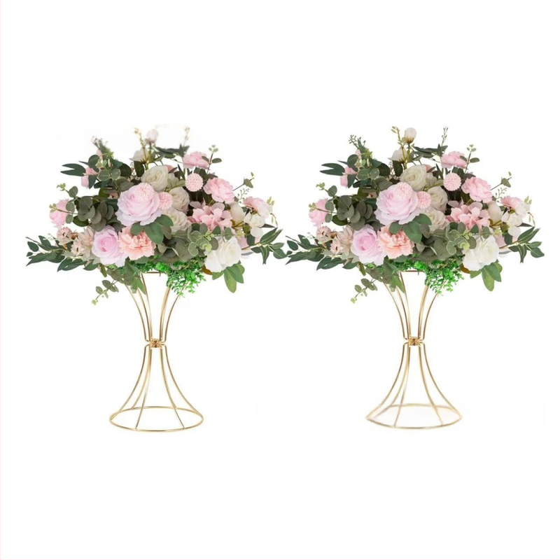 Ковано желязо Геометрични кухи орнаменти за цветя със златна талия, цветя за сватбена маса, цветя за сватбени реквизити, пътна стойка за цветя