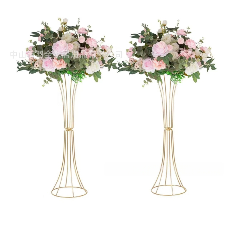 Ковано желязо Геометрични кухи орнаменти за цветя със златна талия, цветя за сватбена маса, цветя за сватбени реквизити, пътна стойка за цветя