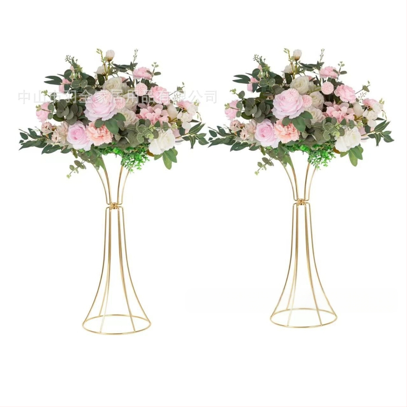 Ковано желязо Геометрични кухи орнаменти за цветя със златна талия, цветя за сватбена маса, цветя за сватбени реквизити, пътна стойка за цветя