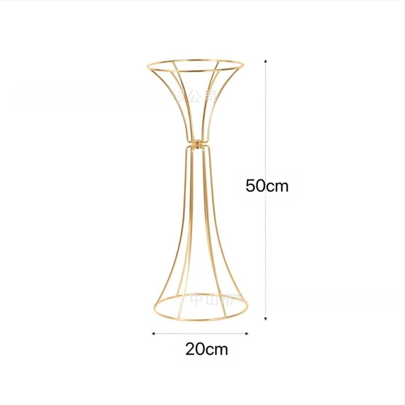 Ковано желязо Геометрични кухи орнаменти за цветя със златна талия, цветя за сватбена маса, цветя за сватбени реквизити, пътна стойка за цветя