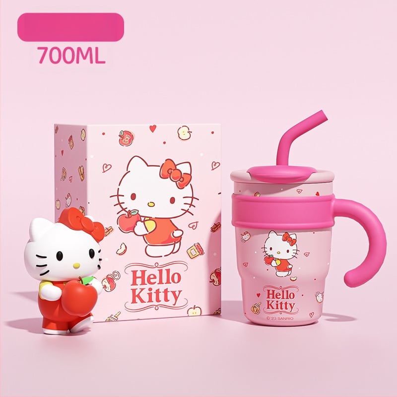 Sanrio Hello Kitty Maruko Big Mac termo puodelis šiaudeliu Mielas didelės spalvos vandens puodelis automobiliui Ledo puodelis