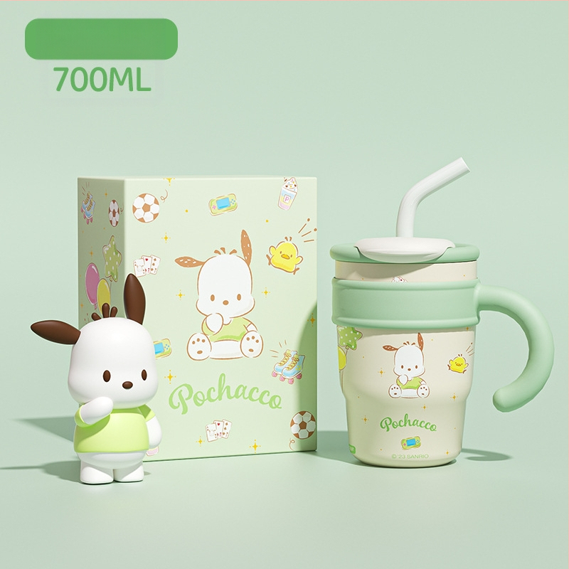 Sanrio Hello Kitty Maruko Big Mac termo puodelis šiaudeliu Mielas didelės spalvos vandens puodelis automobiliui Ledo puodelis