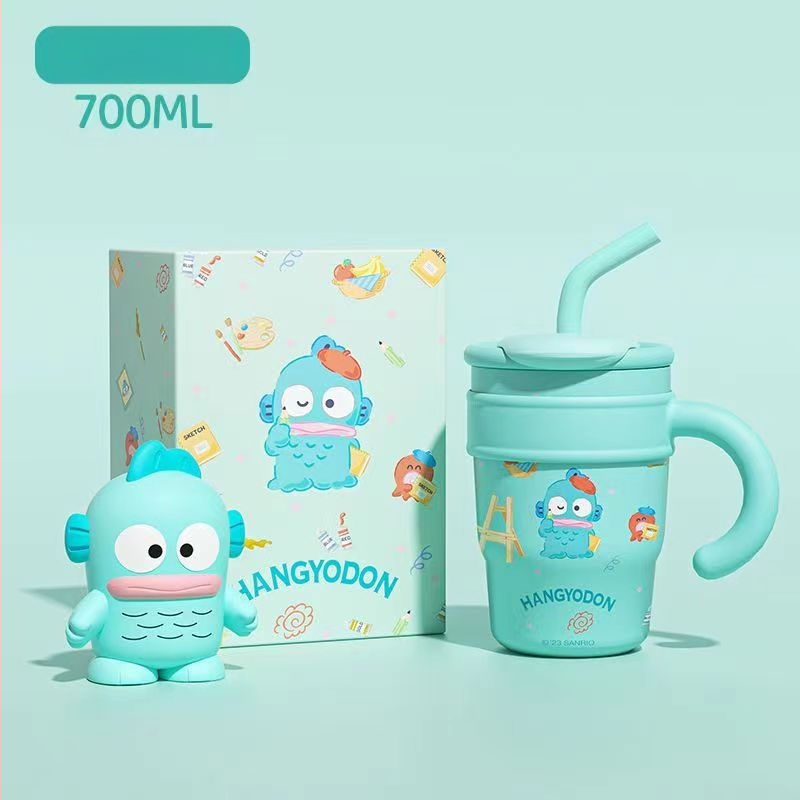 Sanrio Hello Kitty Maruko Big Mac termo puodelis šiaudeliu Mielas didelės spalvos vandens puodelis automobiliui Ledo puodelis