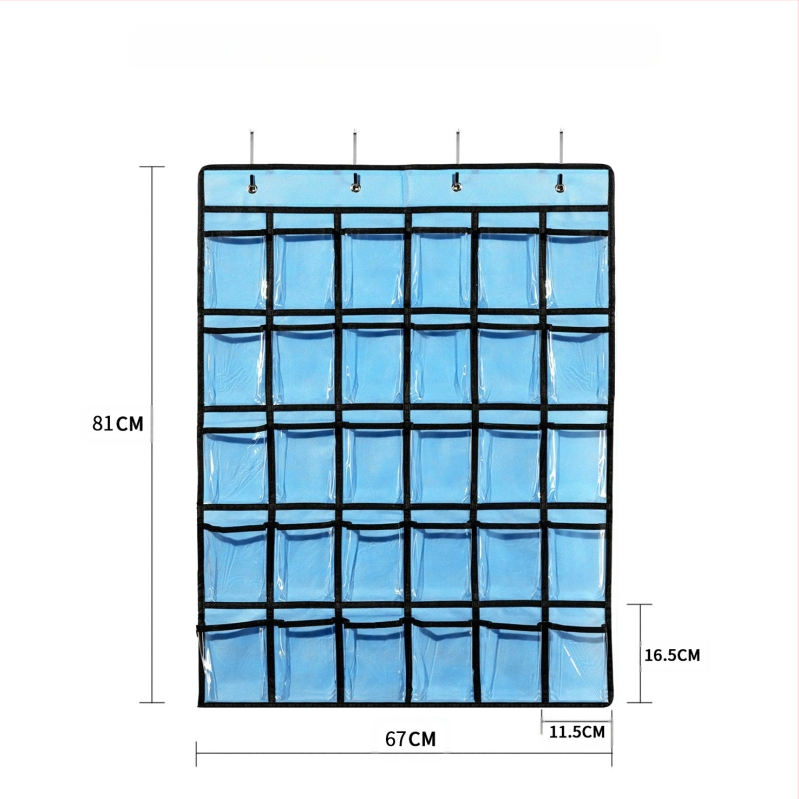 „Amazon“ to paties stiliaus karšto išpardavimo tamsiai mėlynas PVC permatomas skaičiuotuvas mobiliajam telefonui vaikų raštingumo 36 tinklelio laikymo pakabinamas krepšys