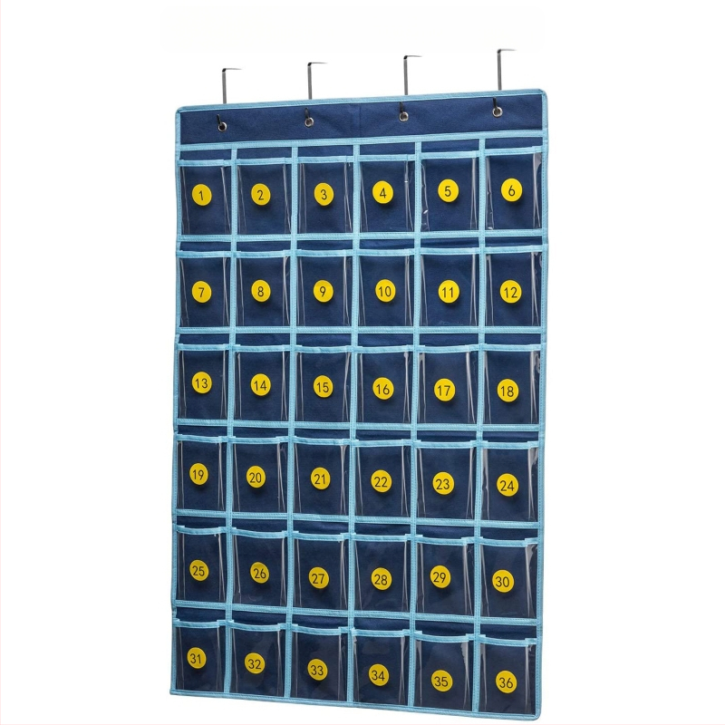 „Amazon“ to paties stiliaus karšto išpardavimo tamsiai mėlynas PVC permatomas skaičiuotuvas mobiliajam telefonui vaikų raštingumo 36 tinklelio laikymo pakabinamas krepšys