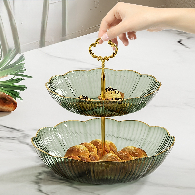 Buitinė daugiasluoksnė vaisių lėkštė Naujųjų metų svetainės užkandžių saldainių lėkštė maistinė popietės arbata desertas deserto demonstravimo lėkštė