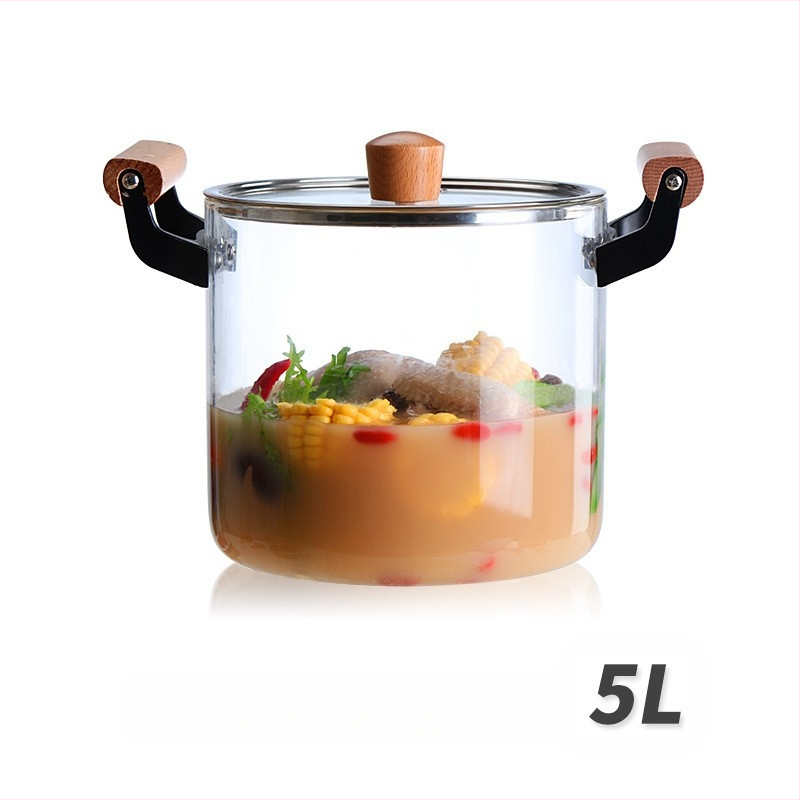 Borosilikatinis skaidrus puodas, dvigubos ausies stiklinis puodas, atviros ugnies sriubos puodas, troškintuvas, buitinis, aukštai temperatūrai atsparus dujinis garintuvas, atsparus karščiui