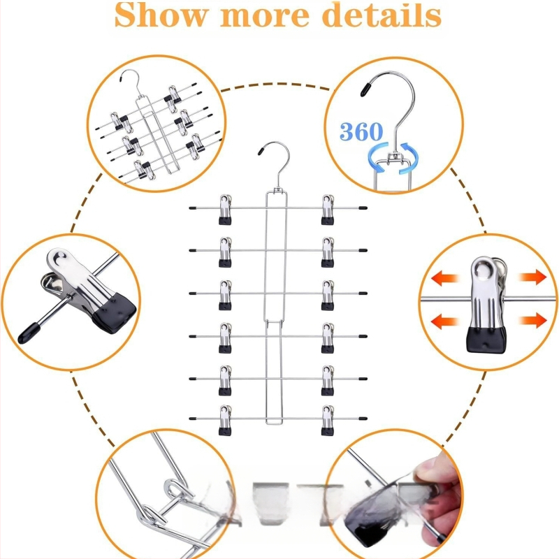 „Factory Direct“ 6 sluoksnių metalinės kelnių segtukai, buitinės besiūlės kelnių lentynos, sijono, apatinių, šaliko segtukų, laikymo ir apdailos pakabos