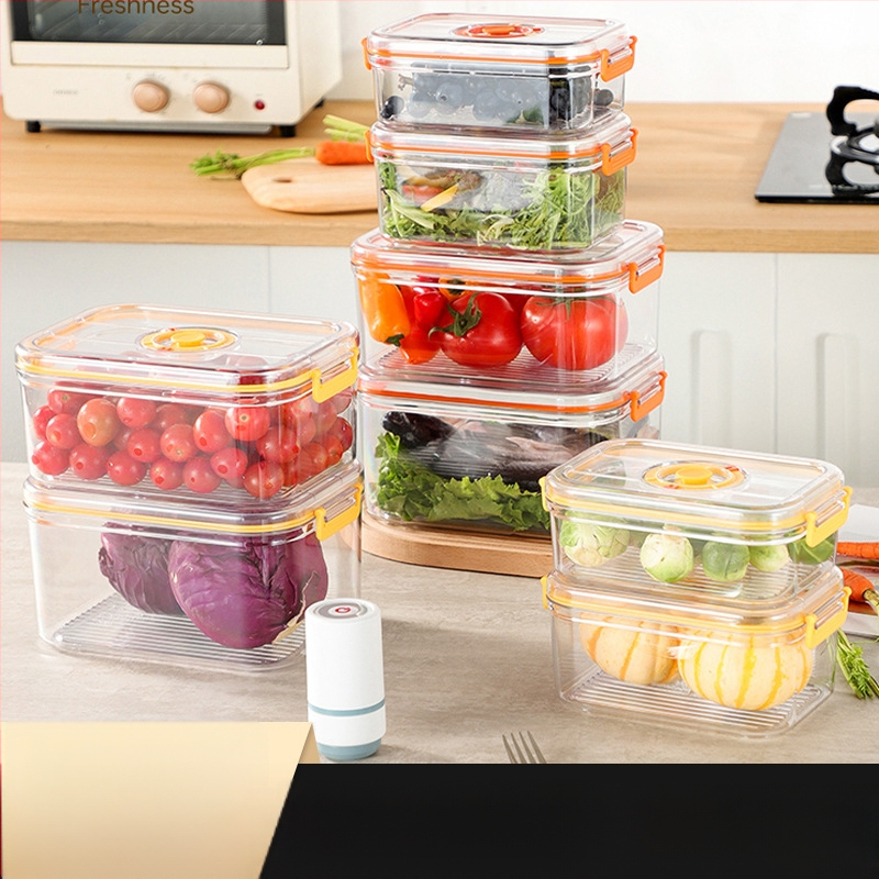 Maistinė plastikinė sandari vakuuminė laikymo dėžutė, mikrobangų krosnelės šildymo buitinė šaldytuvo maisto daržovių laikymo dėžutė