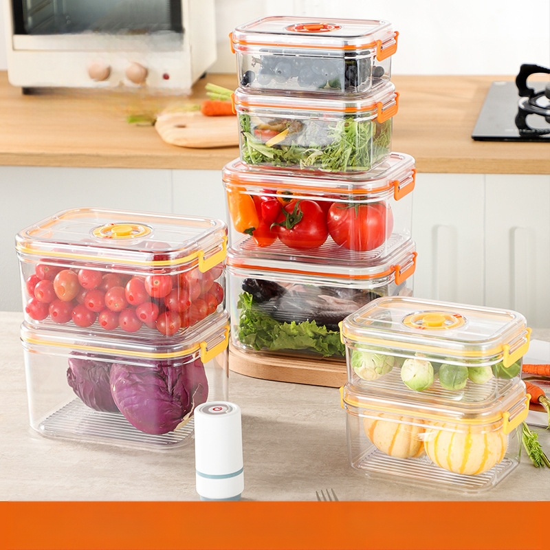 Maistinė plastikinė sandari vakuuminė laikymo dėžutė, mikrobangų krosnelės šildymo buitinė šaldytuvo maisto daržovių laikymo dėžutė