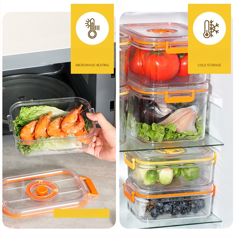Maistinė plastikinė sandari vakuuminė laikymo dėžutė, mikrobangų krosnelės šildymo buitinė šaldytuvo maisto daržovių laikymo dėžutė