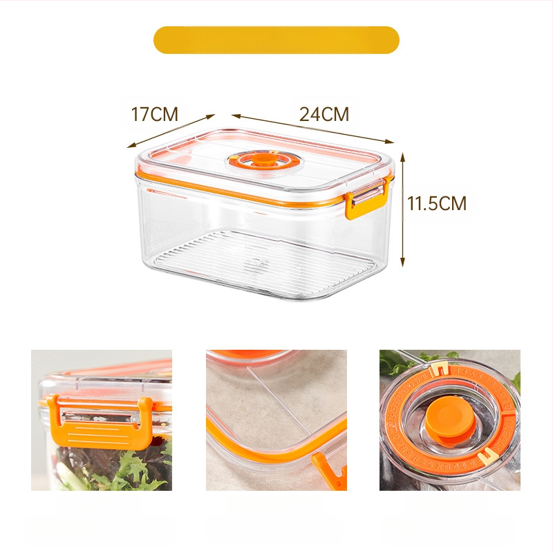 Maistinė plastikinė sandari vakuuminė laikymo dėžutė, mikrobangų krosnelės šildymo buitinė šaldytuvo maisto daržovių laikymo dėžutė