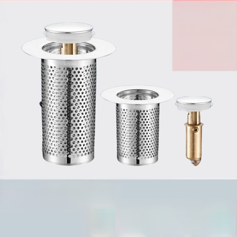 Βύσμα διαρροής νιπτήρα από ανοξείδωτο ατσάλι με αποσμητικό από ανοξείδωτο ατσάλι με πρεσαριστό πυρήνα αποστράγγισης νεροχύτη, αξεσουάρ γενικής χρήσης για νιπτήρα