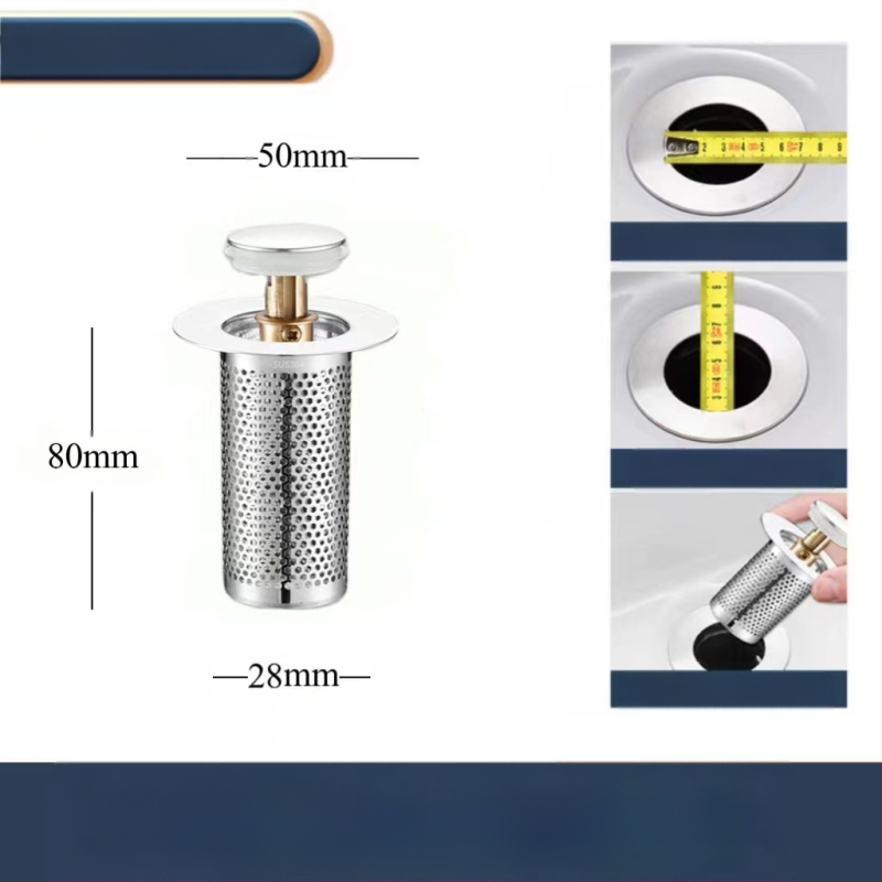 Βύσμα διαρροής νιπτήρα από ανοξείδωτο ατσάλι με αποσμητικό από ανοξείδωτο ατσάλι με πρεσαριστό πυρήνα αποστράγγισης νεροχύτη, αξεσουάρ γενικής χρήσης για νιπτήρα