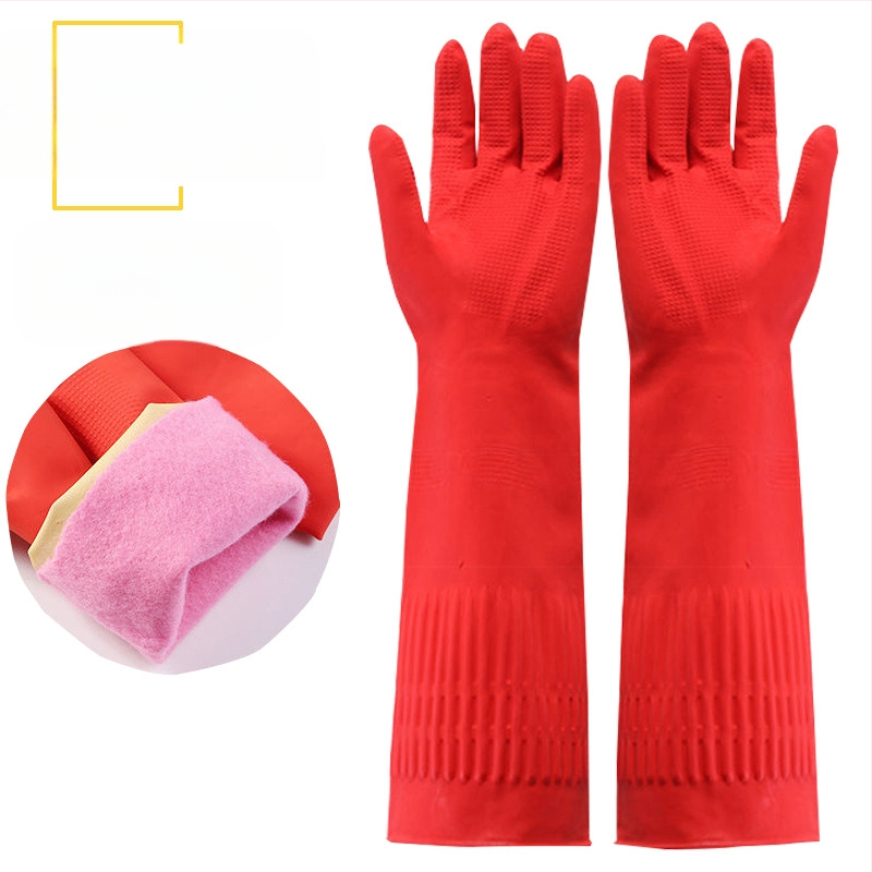 Latekso indų plovimo pirštinės, patvarios gumos, pailginto ilgio, šiltos, vandeniui atsparios, virtuvės namų ruošos darbams, neslystančios valymo pirštinės