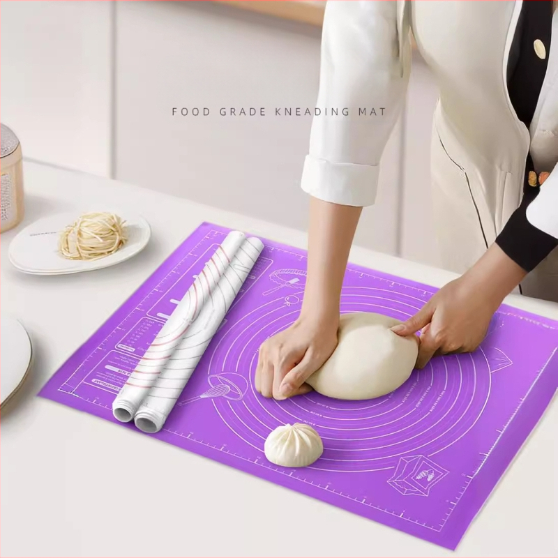 Piiriülene silikoonist sõtkumismatt toidukvaliteediga küpsetusrullmatt paksendatud mittenakkuva pehme silikoonmatiga majapidamises skaalaga