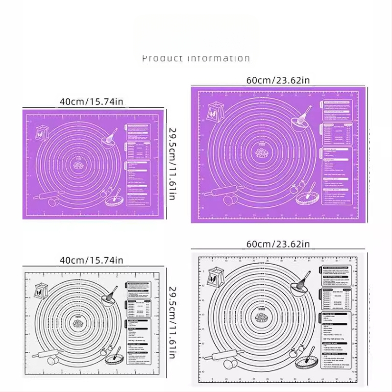Piiriülene silikoonist sõtkumismatt toidukvaliteediga küpsetusrullmatt paksendatud mittenakkuva pehme silikoonmatiga majapidamises skaalaga