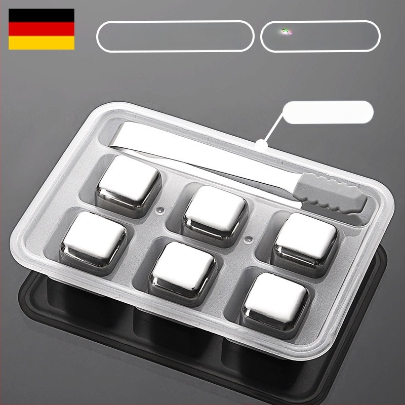 304 roostevabast terasest jää, kiirkülmutatud raudjää, tera suvine jahutav jää, koks, viski, taaskasutatavad jäähokipallid