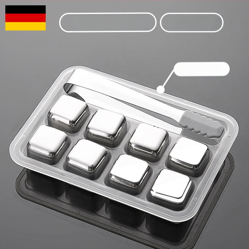 304 roostevabast terasest jää, kiirkülmutatud raudjää, tera suvine jahutav jää, koks, viski, taaskasutatavad jäähokipallid