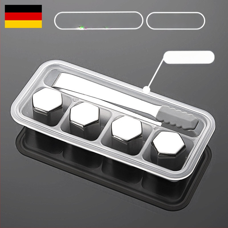 304 roostevabast terasest jää, kiirkülmutatud raudjää, tera suvine jahutav jää, koks, viski, taaskasutatavad jäähokipallid