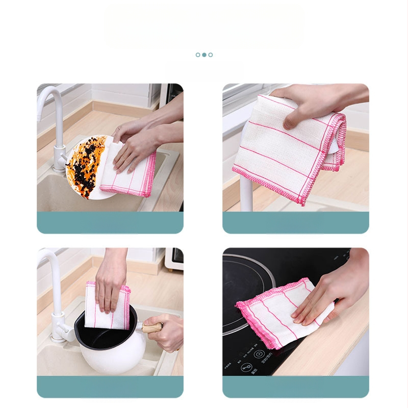 Puuvillane nõudepesulapp, 5 kihti, 26 x 26 cm, imav, settevaba nõudepesulapp, köögis kasutatav nõudepesurätik, hapu valamislapp