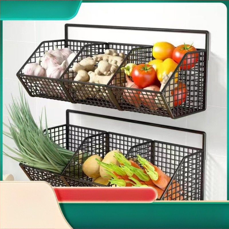 Imbiero ir česnako laikymo krepšelis Pakabinamas krepšelis virtuvei Imbiero ir česnako česnako laikymo krepšelis, tvirtinamas prie sienos, laikymo dėžė virtuvei