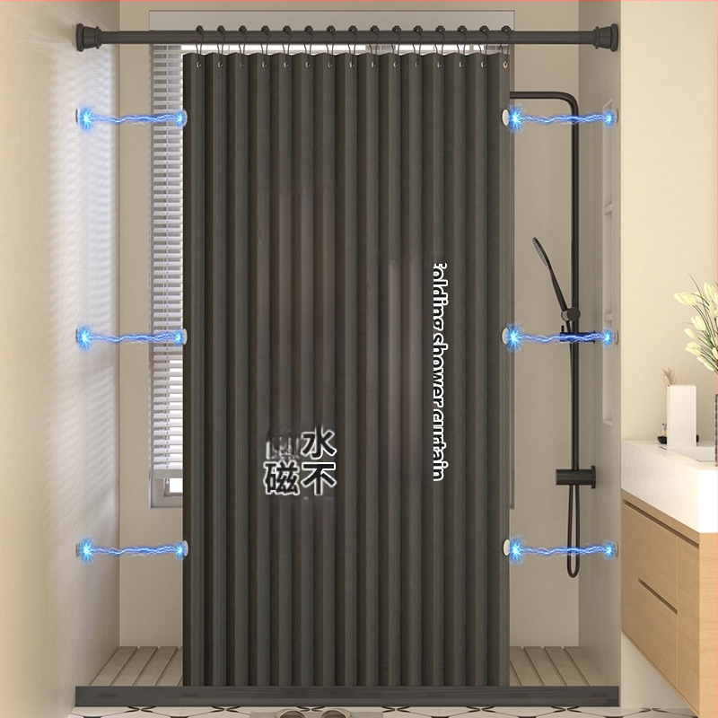 Kokkupandav dušikardin, vannitoa vaheseina kardin, löögivaba, veekindel, linasest imitatsiooniga vannitoa kardin, kuiva ja märja eraldamise tootja