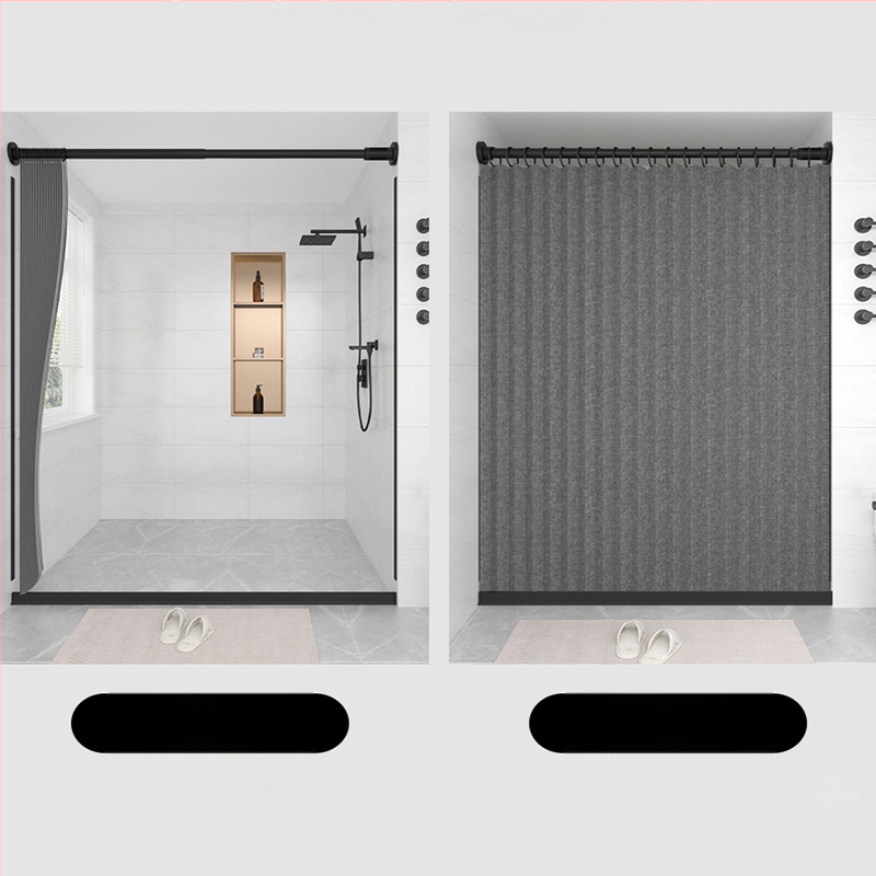 Kokkupandav dušikardin, vannitoa vaheseina kardin, löögivaba, veekindel, linasest imitatsiooniga vannitoa kardin, kuiva ja märja eraldamise tootja