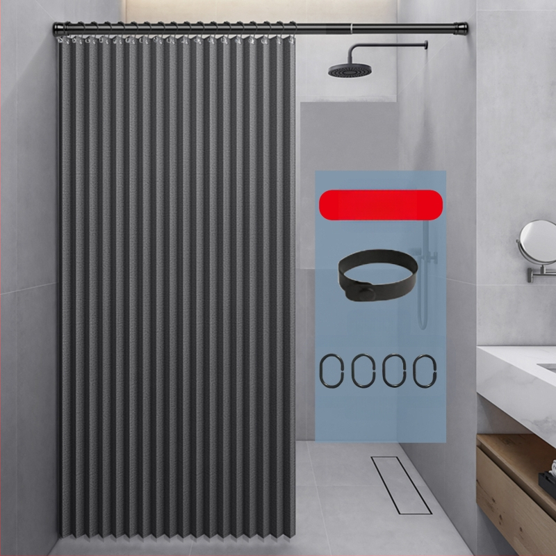 Kokkupandav dušikardin, vannitoa vaheseina kardin, löögivaba, veekindel, linasest imitatsiooniga vannitoa kardin, kuiva ja märja eraldamise tootja