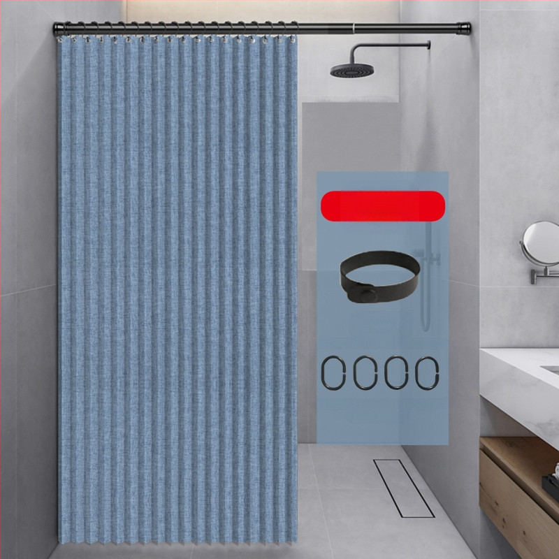 Kokkupandav dušikardin, vannitoa vaheseina kardin, löögivaba, veekindel, linasest imitatsiooniga vannitoa kardin, kuiva ja märja eraldamise tootja