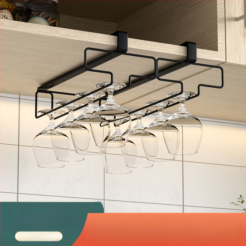 Virtuvės ir svetainės vyno puodelių laikiklis be perforatoriaus, apverstas stovas, buitinė taurės spintelė, pakabinama laikymo ir nusausinimo pakaba