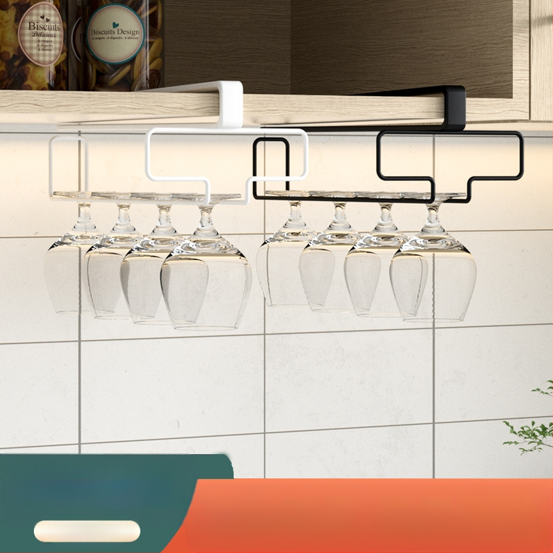 Virtuvės ir svetainės vyno puodelių laikiklis be perforatoriaus, apverstas stovas, buitinė taurės spintelė, pakabinama laikymo ir nusausinimo pakaba