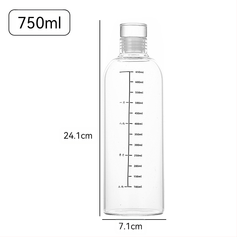 Kvaliteetne külmpruulimispudel, kuumakindel külmpruulitud teetass ajaskaalaga, kõrge borosiilikaatklaasist veetass, külmpruulitud teetass 500–1000