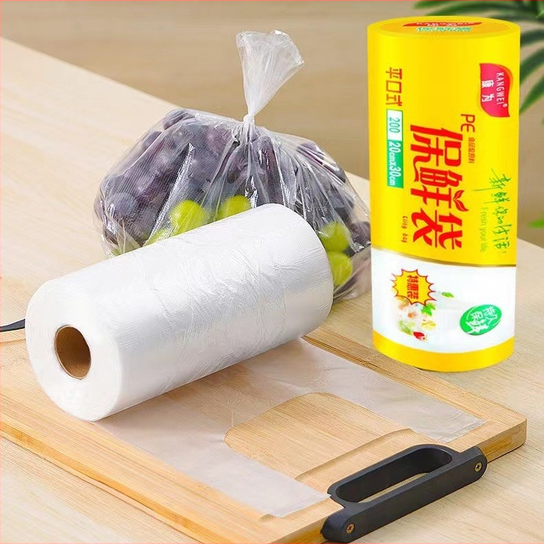 PE medžiagos sustorintas taškinis laužymo ištisinis ritininis maišelis mikrobangų krosnelei, buitiniam didmeniniam naudojimui, vienkartinis didelis ritininis plokščias burnos šviežumo laikymo maišelis