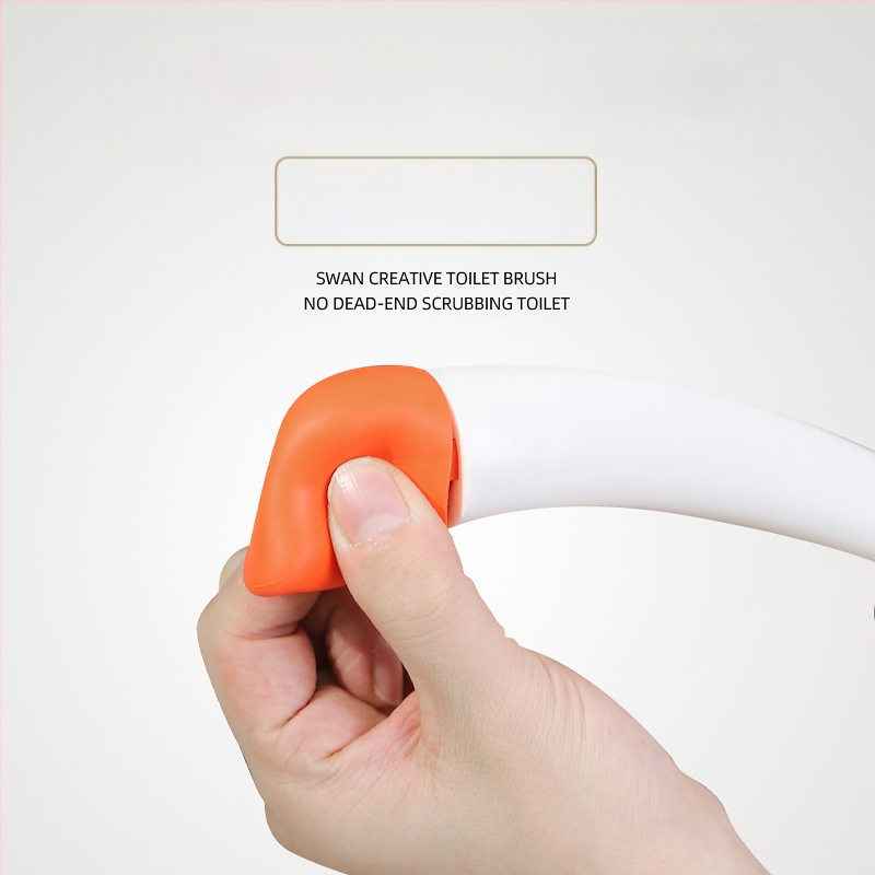Plastikinis gulbės formos tualetinis šepetys, silikoninis buitinis tualetinis šepetys be nukritimo kampo, vonios kambario ilgarankis tualeto valymo šepetys
