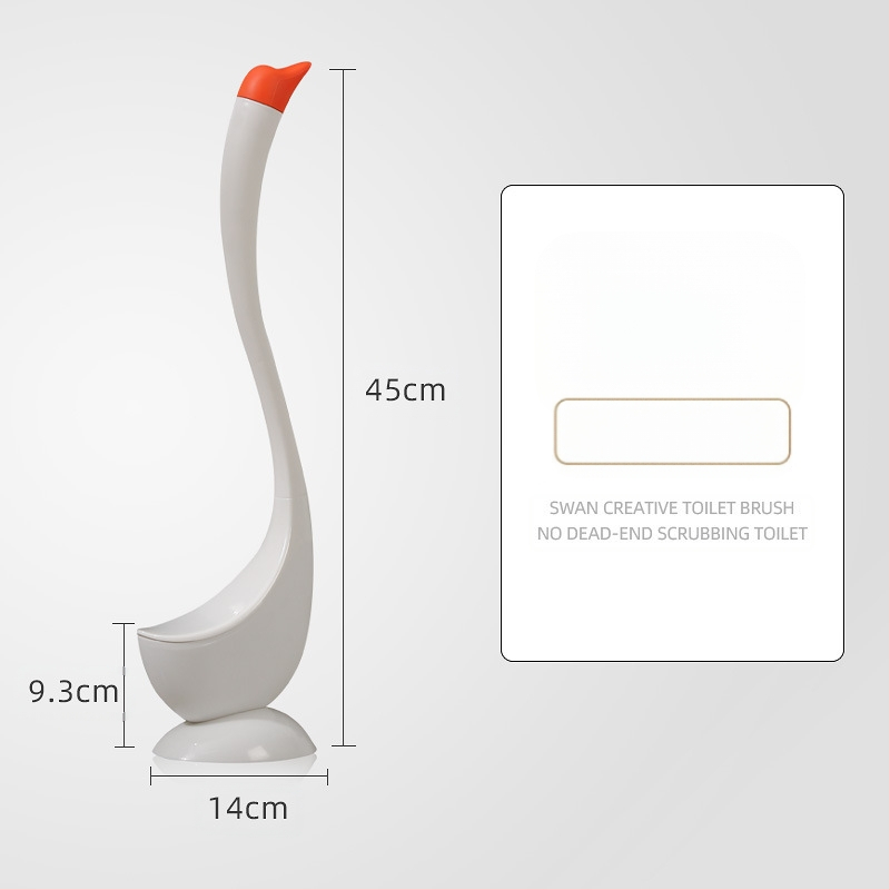 Plastikinis gulbės formos tualetinis šepetys, silikoninis buitinis tualetinis šepetys be nukritimo kampo, vonios kambario ilgarankis tualeto valymo šepetys