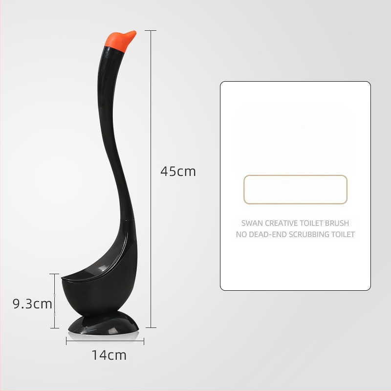 Plastikinis gulbės formos tualetinis šepetys, silikoninis buitinis tualetinis šepetys be nukritimo kampo, vonios kambario ilgarankis tualeto valymo šepetys