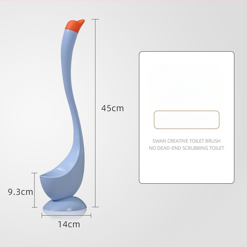 Plastikinis gulbės formos tualetinis šepetys, silikoninis buitinis tualetinis šepetys be nukritimo kampo, vonios kambario ilgarankis tualeto valymo šepetys