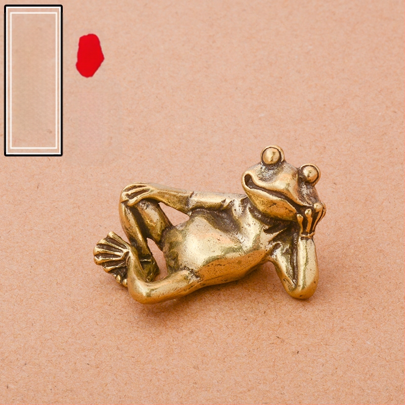 Gryno žalvario nelaimingas miegančios varlės namams, maža dekoracija biurui, darbalaukio varlė, arbata, augintinių dekoravimo rankenos žaislas