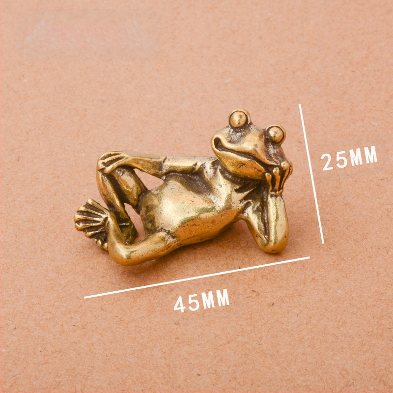 Gryno žalvario nelaimingas miegančios varlės namams, maža dekoracija biurui, darbalaukio varlė, arbata, augintinių dekoravimo rankenos žaislas