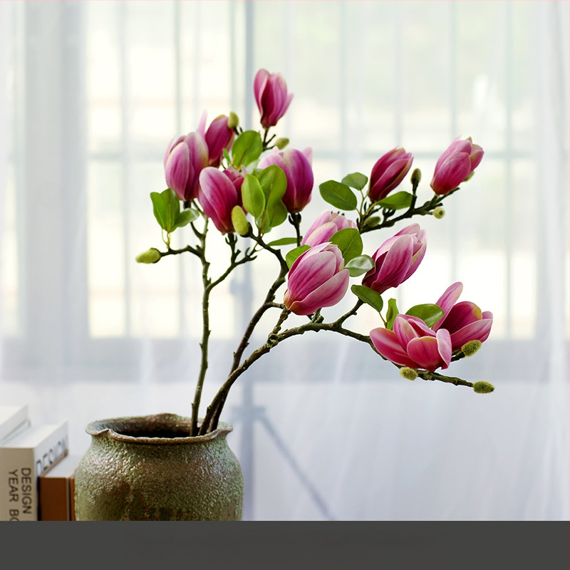 Svetainės kiniškų gėlių papuošalai gėlininkystės netikros gėlės dirbtinių gėlių pojūtis stalo dekoravimas namų šviesa prabangi magnolija