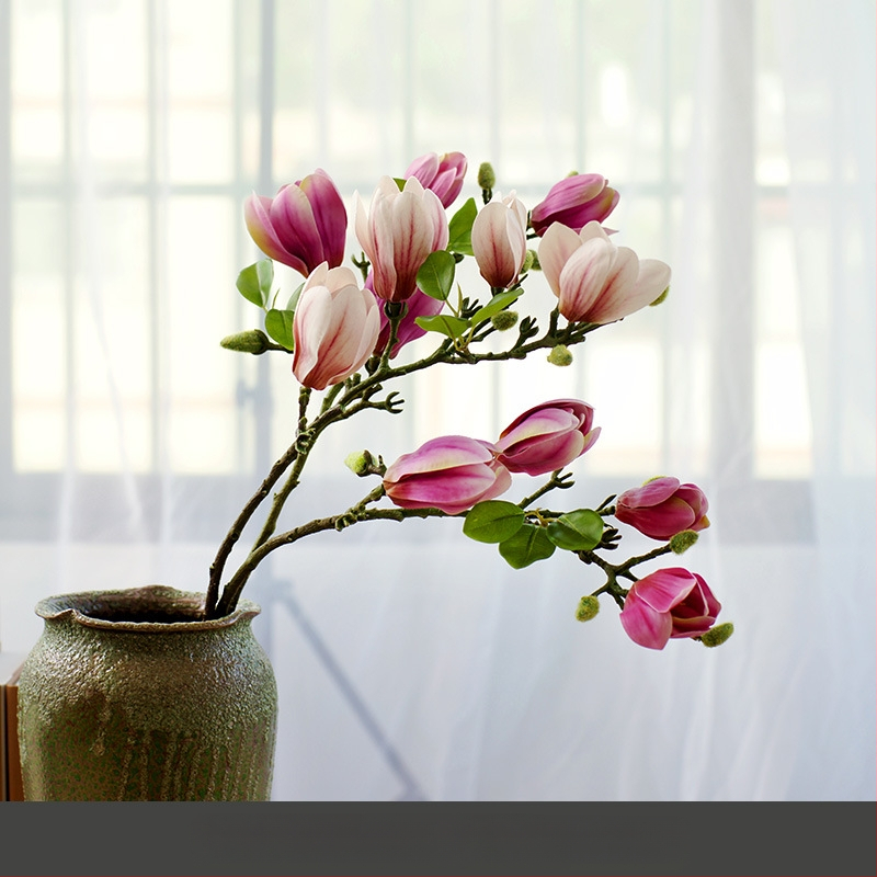 Svetainės kiniškų gėlių papuošalai gėlininkystės netikros gėlės dirbtinių gėlių pojūtis stalo dekoravimas namų šviesa prabangi magnolija