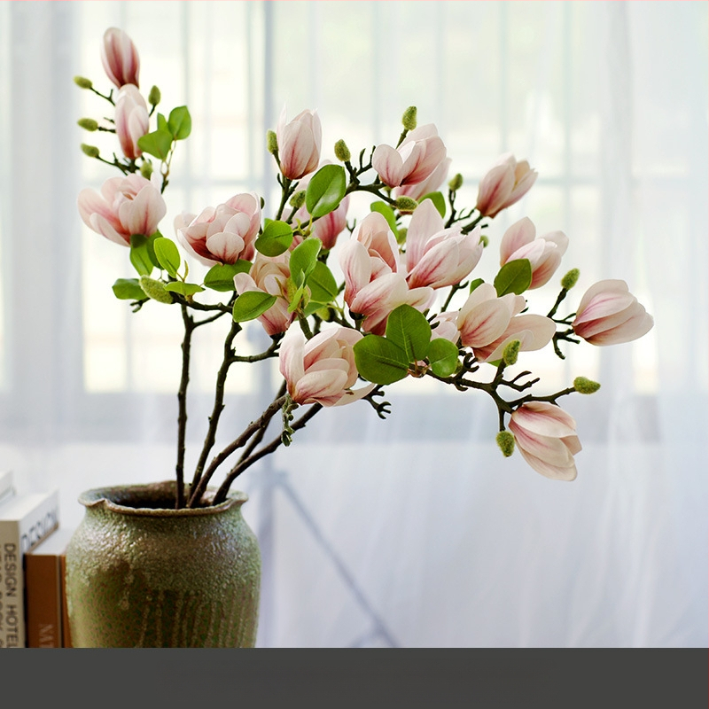 Svetainės kiniškų gėlių papuošalai gėlininkystės netikros gėlės dirbtinių gėlių pojūtis stalo dekoravimas namų šviesa prabangi magnolija