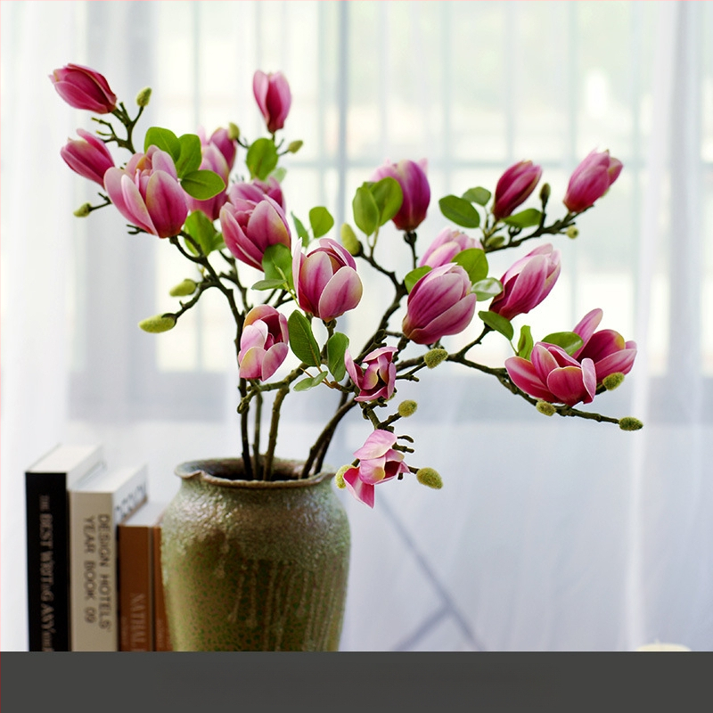 Svetainės kiniškų gėlių papuošalai gėlininkystės netikros gėlės dirbtinių gėlių pojūtis stalo dekoravimas namų šviesa prabangi magnolija