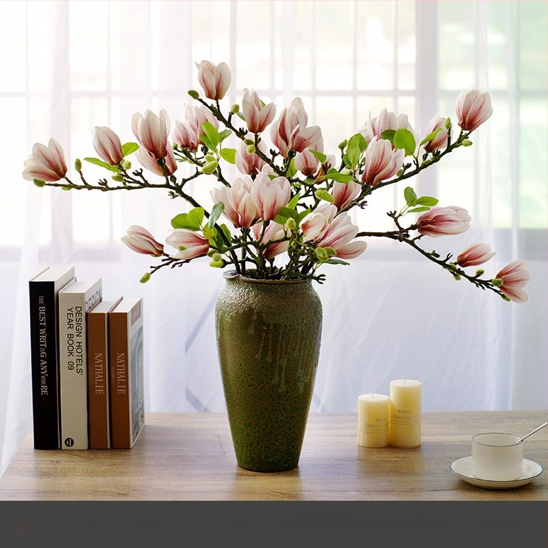 Svetainės kiniškų gėlių papuošalai gėlininkystės netikros gėlės dirbtinių gėlių pojūtis stalo dekoravimas namų šviesa prabangi magnolija