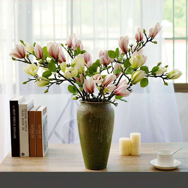 Svetainės kiniškų gėlių papuošalai gėlininkystės netikros gėlės dirbtinių gėlių pojūtis stalo dekoravimas namų šviesa prabangi magnolija